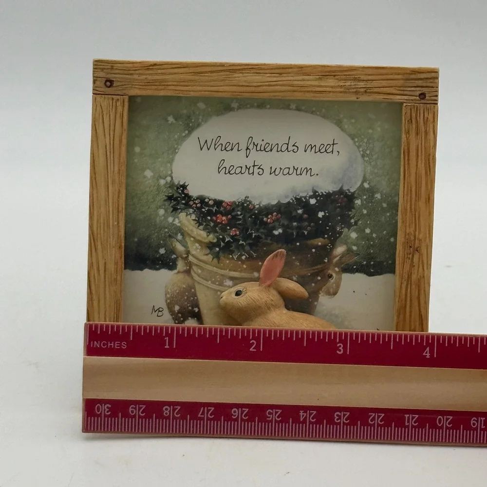 Marjolein Bastin Nature Sketchbook 3D Bunny Winter Resin Frame 4x4 Friends Quote